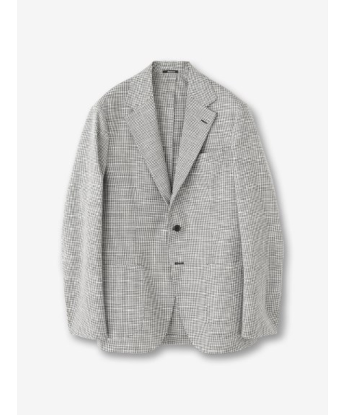 【IZG】リネン混 チェック柄ジャケット