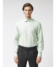 【VINTAGE FABLIC｜OXFORD】ストライプ セミワイドカラーシャツ