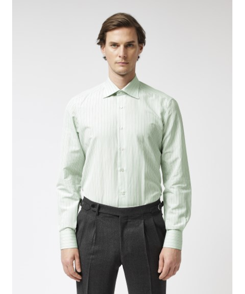 【VINTAGE FABLIC|OXFORD】ストライプ セミワイドカラーシャツ