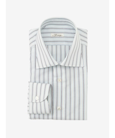 【VINTAGE FABLIC|OXFORD】ストライプ セミワイドカラーシャツ