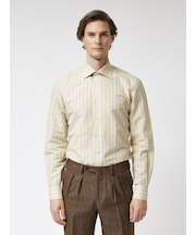 【VINTAGE FABLIC｜OXFORD】ストライプ セミワイドカラーシャツ