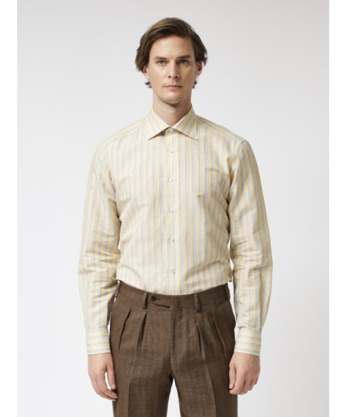 【VINTAGE FABLIC|OXFORD】ストライプ セミワイドカラーシャツ