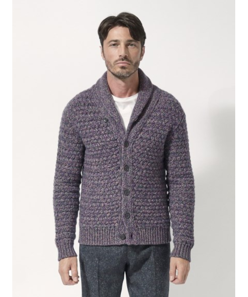 バスケット編みショールカラーカーディガン