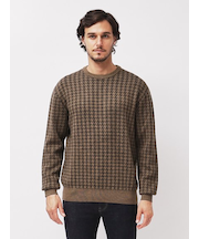 ハウンドトゥース クルーネックニット