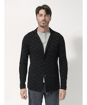 ジオメトリック柄ニットジャケット