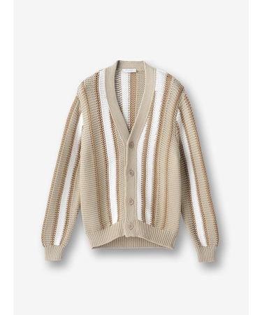 ストライプ Vネックカーディガン