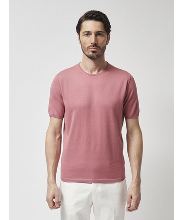 【27ゲージ】コットン クルーネックニット 半袖