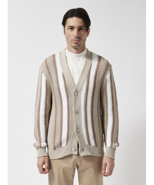 ストライプ Vネックカーディガン