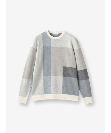 コットンリネン カラーブロックニット