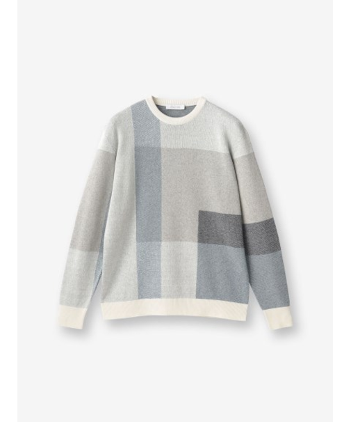 コットンリネン カラーブロックニット