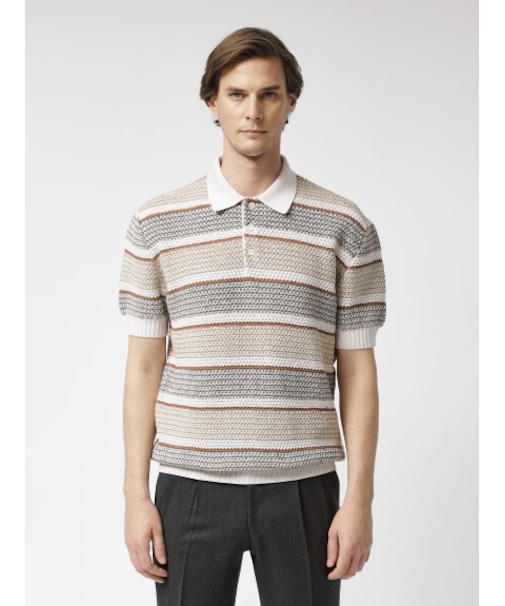 コットンボーダー半袖ニット