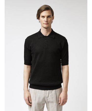 リネンコットン ニットポロ