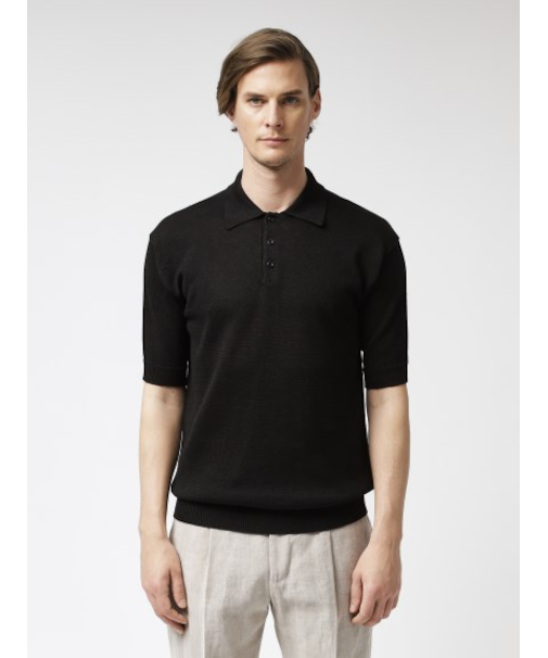 リネンコットン ニットポロ