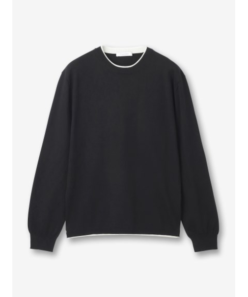 【27ゲージ】コットン クルーネックレイヤードニット