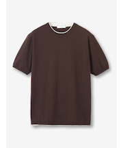 【27ゲージ】コットン クルーネックレイヤード半袖ニット