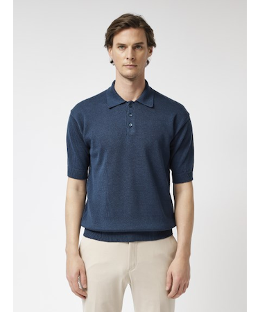 リネンコットン ニットポロ