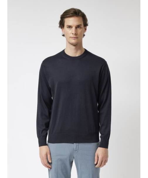 【33ゲージ|ワイドリブ】コットン クルーネックニット