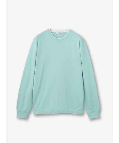 【27ゲージ】コットン クルーネックレイヤードニット