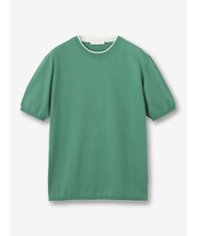 【27ゲージ】コットン クルーネックレイヤード 半袖ニット