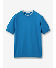 【27ゲージ】コットン クルーネックレイヤード 半袖ニット