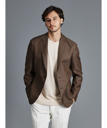 リネンウール ヘリンボーンシャツジャケット