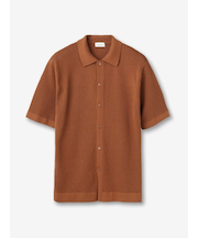 シルクコットン 半袖ニットシャツ