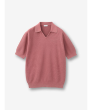 畦編み スキッパー半袖ポロ