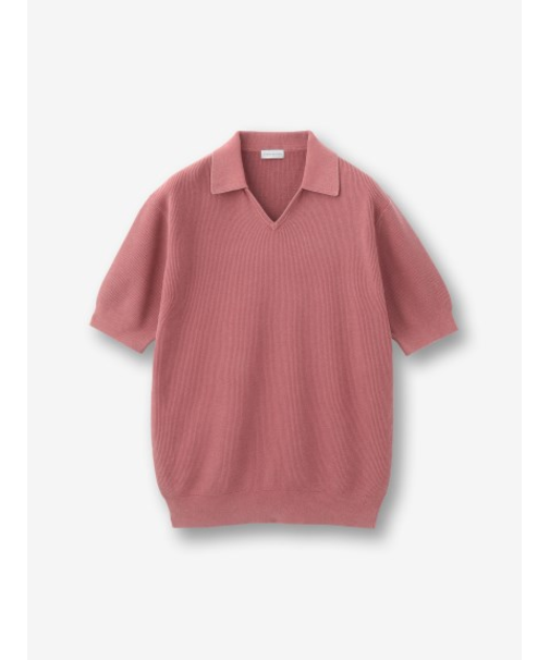 畦編み スキッパー半袖ポロ