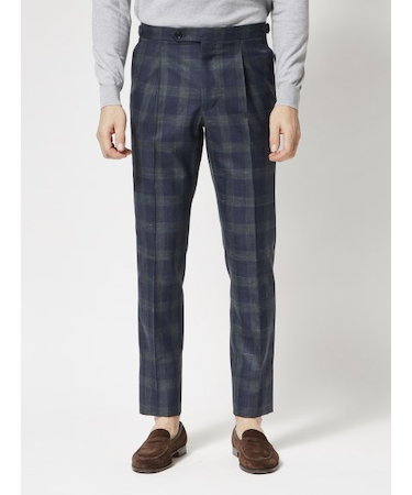 三者混 ブラックウォッチ サイドアジャスターパンツ