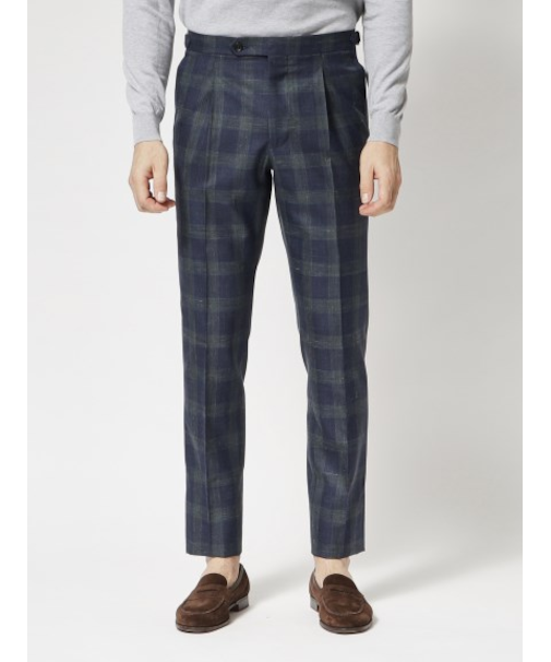 三者混 ブラックウォッチ サイドアジャスターパンツ