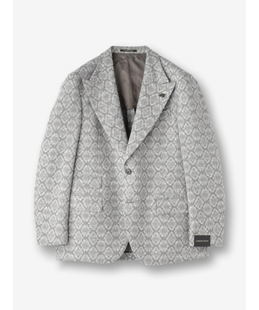 幾何学柄ピークドラペルジャケット