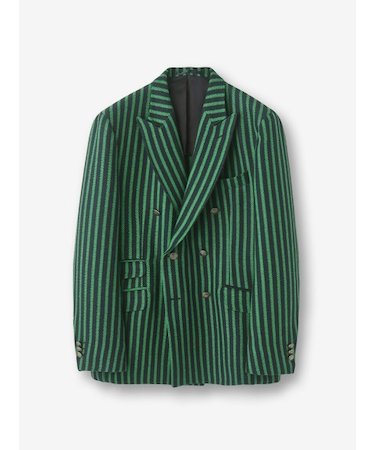 ストライプ柄 ピークドダブルジャケット