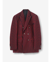 ストライプ柄 ピークドダブルジャケット