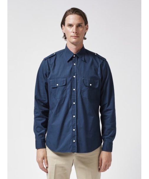 コットン エポレット付きシャツ