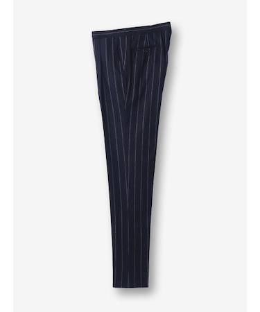 ストライプ柄 ベルトレス スリムパンツ