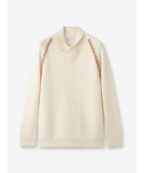 カシミヤ ショールカラーニット