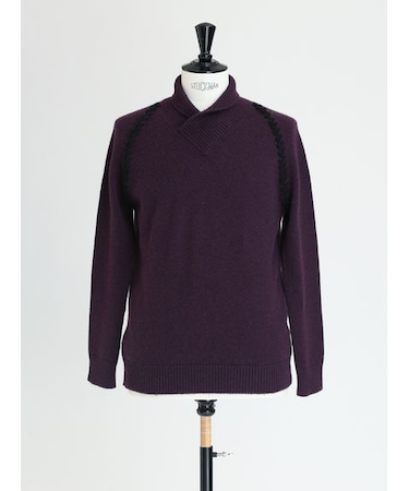 カシミヤ ショールカラーニット