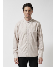 ギンガムチェック バンドカラーシャツ