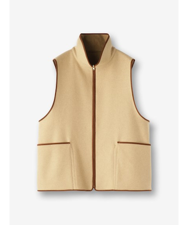 ウール混 ハイネックジップベスト