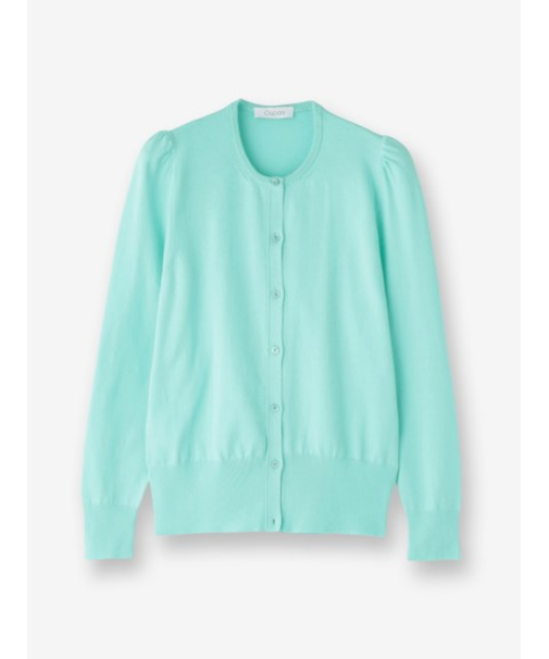 【27ゲージ】コットン パフスリーブカーディガン