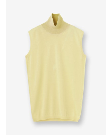 【カシミヤシルク】ハイネックノースリーブニット