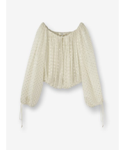 シルク混 ドットオフショルダーブラウス