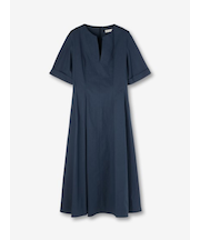 ストレッチコットン キーネックワンピース