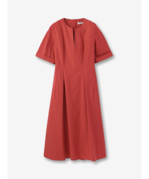 ストレッチコットン キーネックワンピース