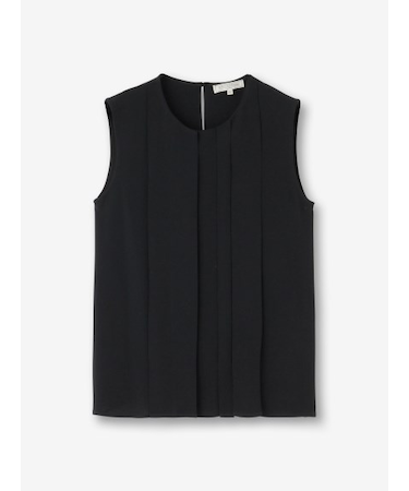 シルク混 プリーツノースリーブブラウス