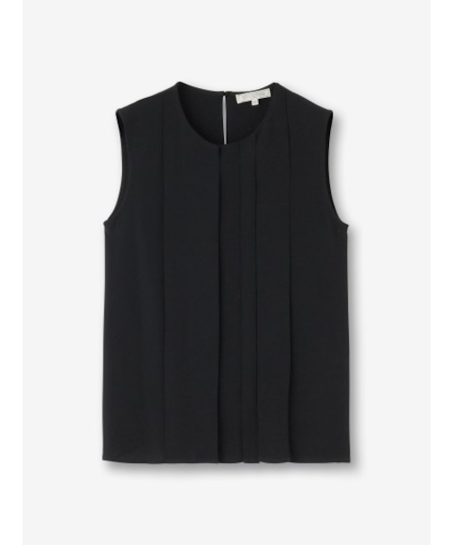 シルク混 プリーツノースリーブブラウス