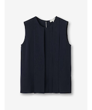 シルク混 プリーツノースリーブブラウス