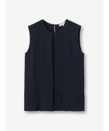 シルク混 プリーツノースリーブブラウス