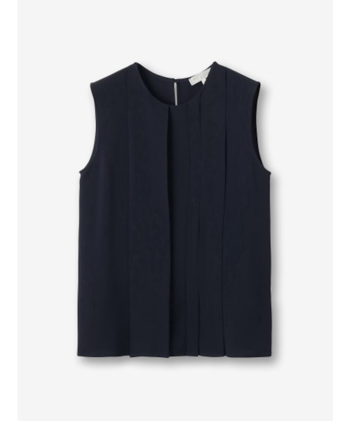 シルク混 プリーツノースリーブブラウス