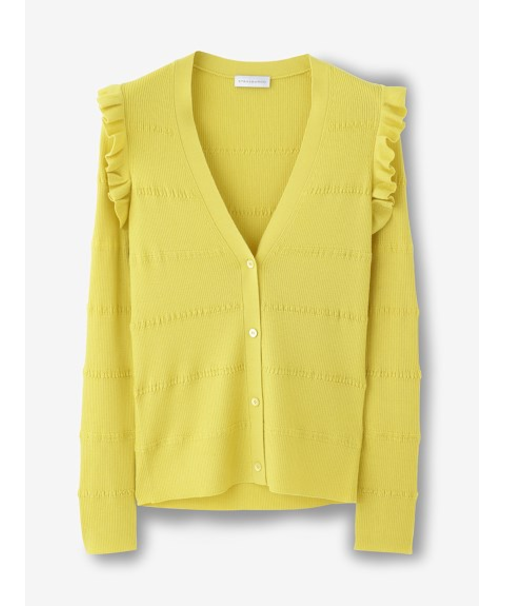 肩先フリルリブカーディガン